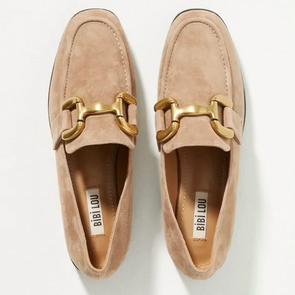 Bibi Lou Anthropologie Zagreb Suede Loafers Camel Tan Size 39/8.5 - Picture 2 of 11